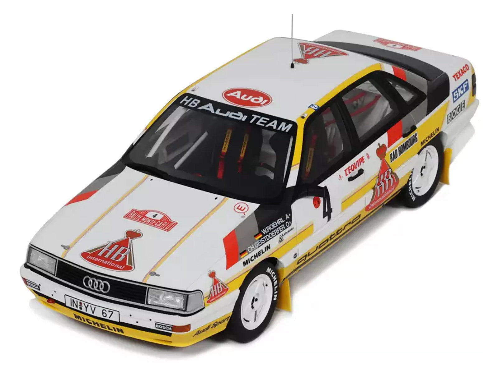 Audi 200 Quattro #4 Walter Rohrl - Christian Geistdorfer "Rallye Automobile Monte Carlo" (1987) Limited Edition to 3000 pieces Worldwide 1/18 Model Car by Otto Mobile