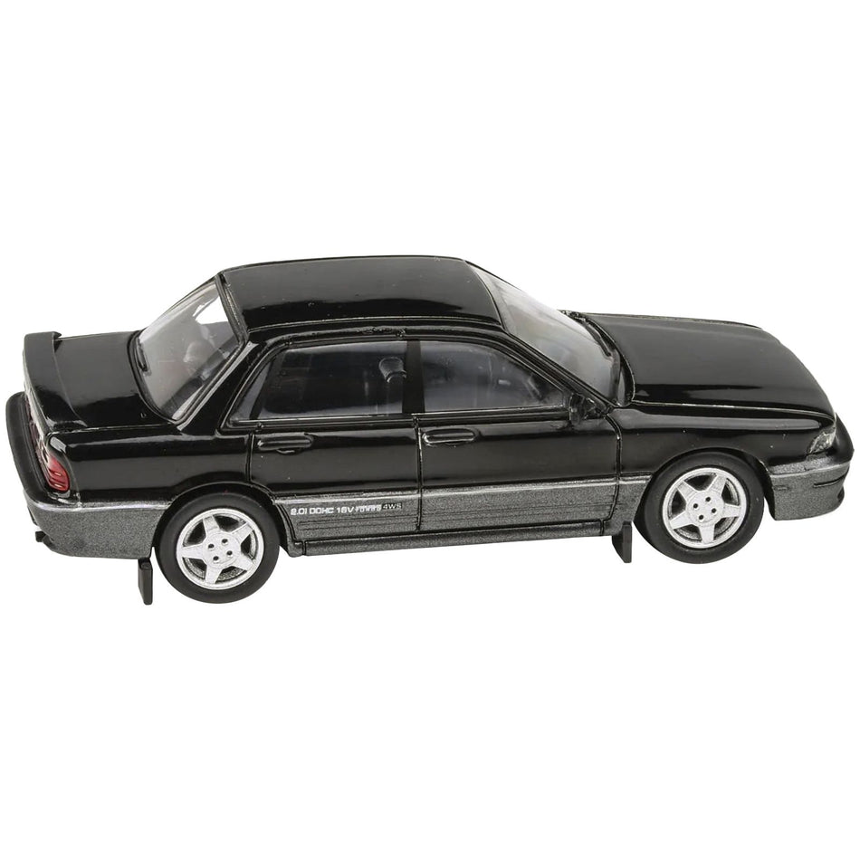 1988 Mitsubishi Galant VR-4 Lamp Black and Chateau Silver 1/64 Diecast Model Car by Paragon Models