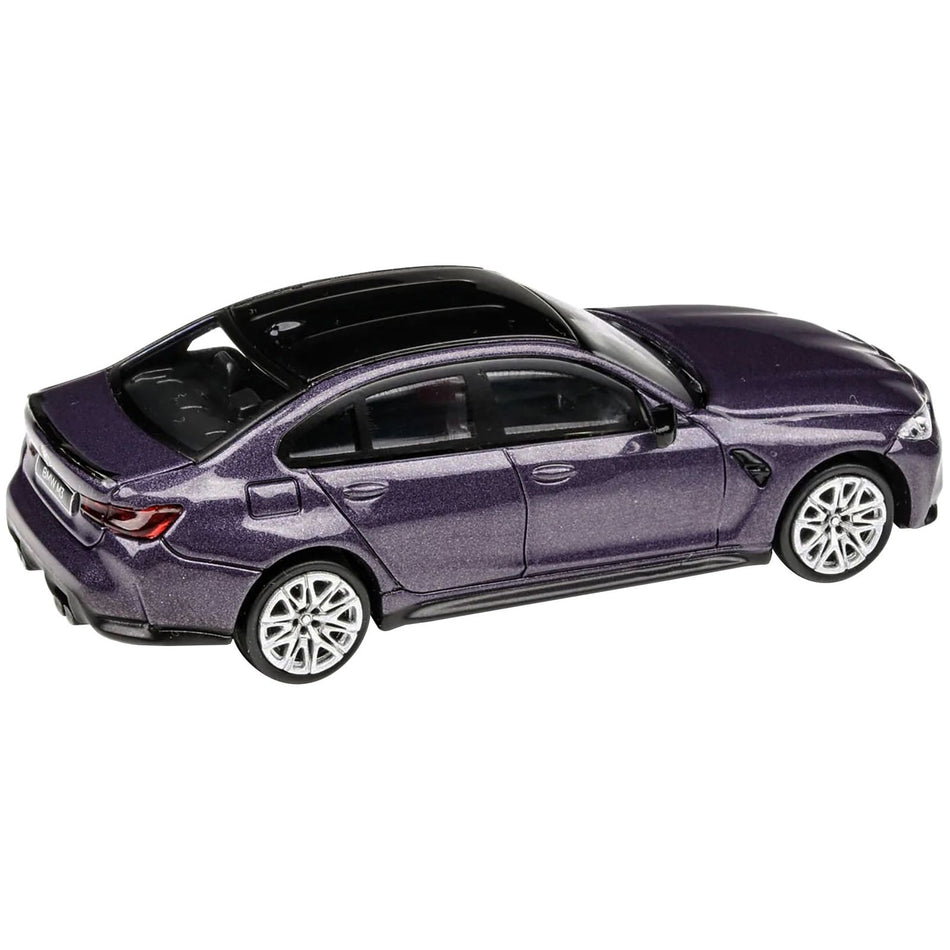 2020 BMW M3 G80 Twilight Purple Metallic with Black top 1/64 Diecast Model Car by Paragon