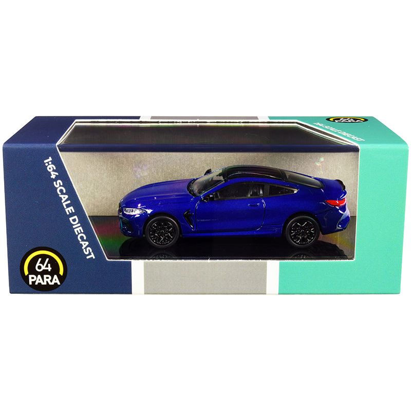 BMW M8 Coupe Marina Bay Blue Metallic with Black Top 1/64 Diecast Model Car by Paragon