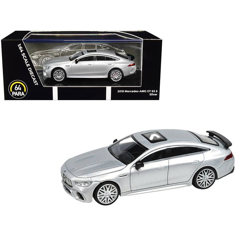 2018 Mercedes-AMG GT 63 S with Sunroof Silver Metallic 1/64 Diecast Model Car by Paragon Models