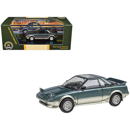 1985 Toyota MR2 MK1 Green Metallic and Gold with Sunroof 1/64 Diecast Model Car by Paragon Models