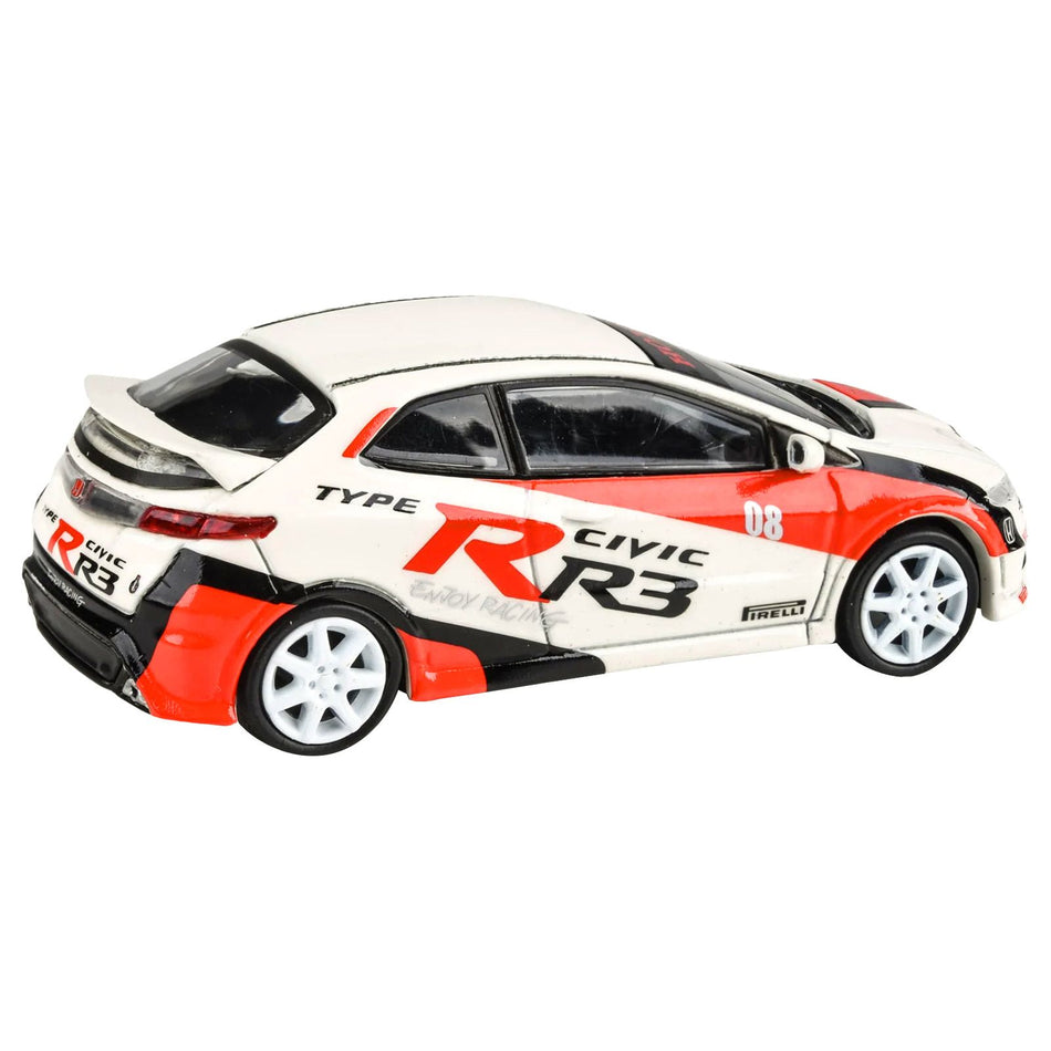 2007 Honda Civic Type R FN2 White "Race Livery" 1/64 Diecast Model Car by Paragon Models