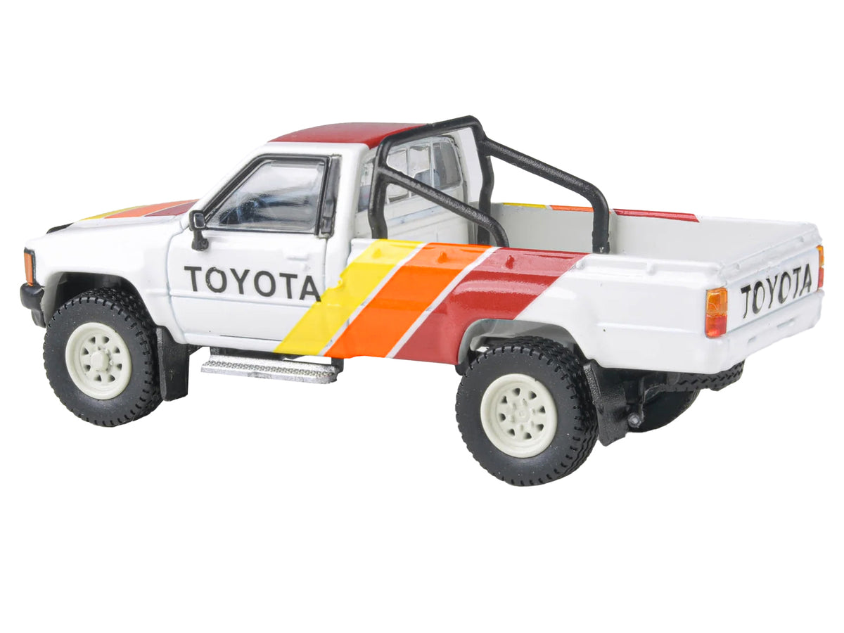 1984 Toyota Hilux Pickup Truck White with Stripes "TRD Ironman" 1/64 Diecast Model Car by Paragon Models