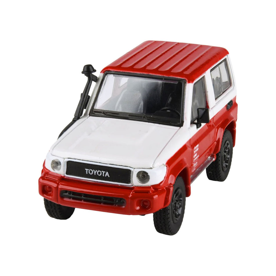 2014 Toyota Land Cruiser 71 SWB (Short Wheel Base) Red and White "2023 Auto Salon" 1/64 Diecast Model Car by Paragon Models