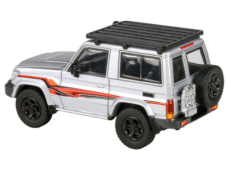 2014 Toyota Land Cruiser LC 71 Silver Metallic with Graphics 1/64 Diecast Model Car by Paragon Models