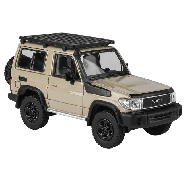 2023 Toyota Land Cruiser 71 Sandy Taupe "70th Anniversary" with Roofrack 1/64 Diecast Model Car by Paragon