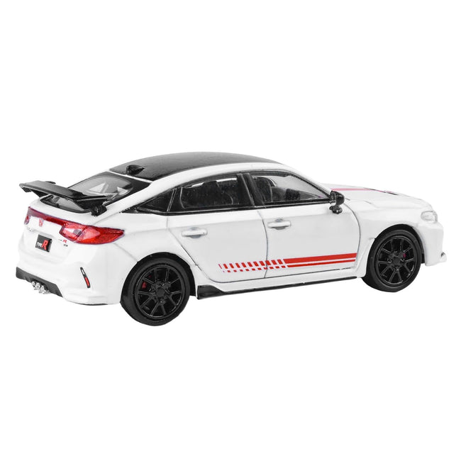 2025 Honda Civic Type R FL5 "Ultimate Edition" White with Red Stripes and Black Top 1/64 Diecast Model Car by Paragon