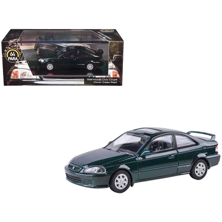 1999 Honda Civic Si EM1 Clover Green Pearl Metallic with Sunroof 1/64 Diecast Model Car by Paragon