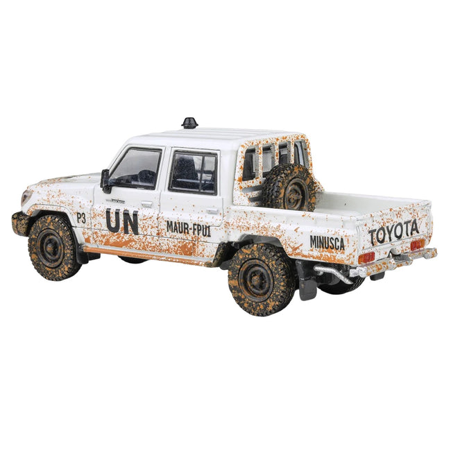 2014 Toyota Land Cruiser LC 79 Pickup Truck "UN MINUSCA" White (Dirty Version) 1/64 Diecast Model Car by Paragon