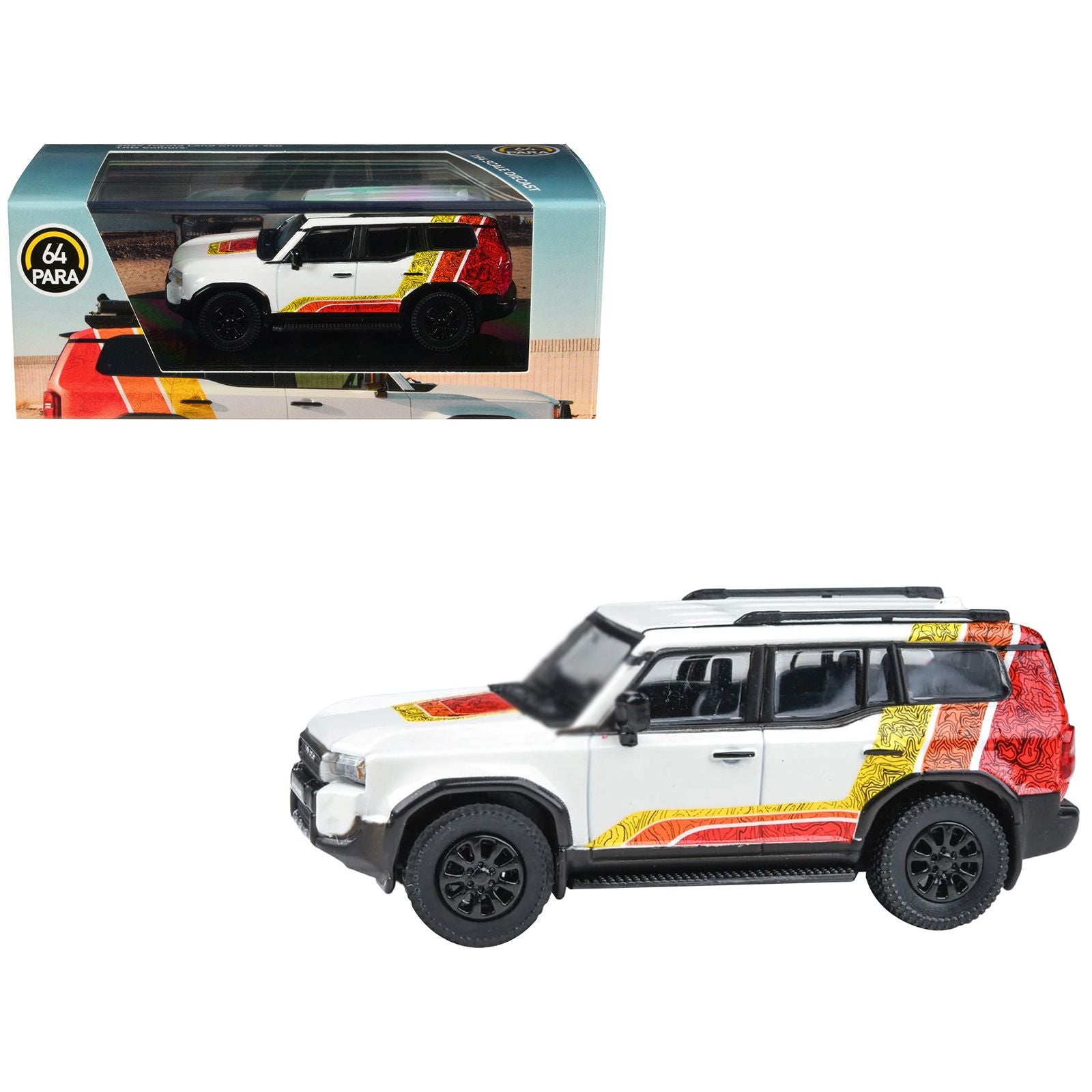 2024 Toyota Land Cruiser 250 Prado White with "TRD" Stripes 1/64 Diecast Model Car by Paragon