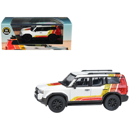 2024 Toyota Land Cruiser 250 Prado White with "TRD" Stripes 1/64 Diecast Model Car by Paragon