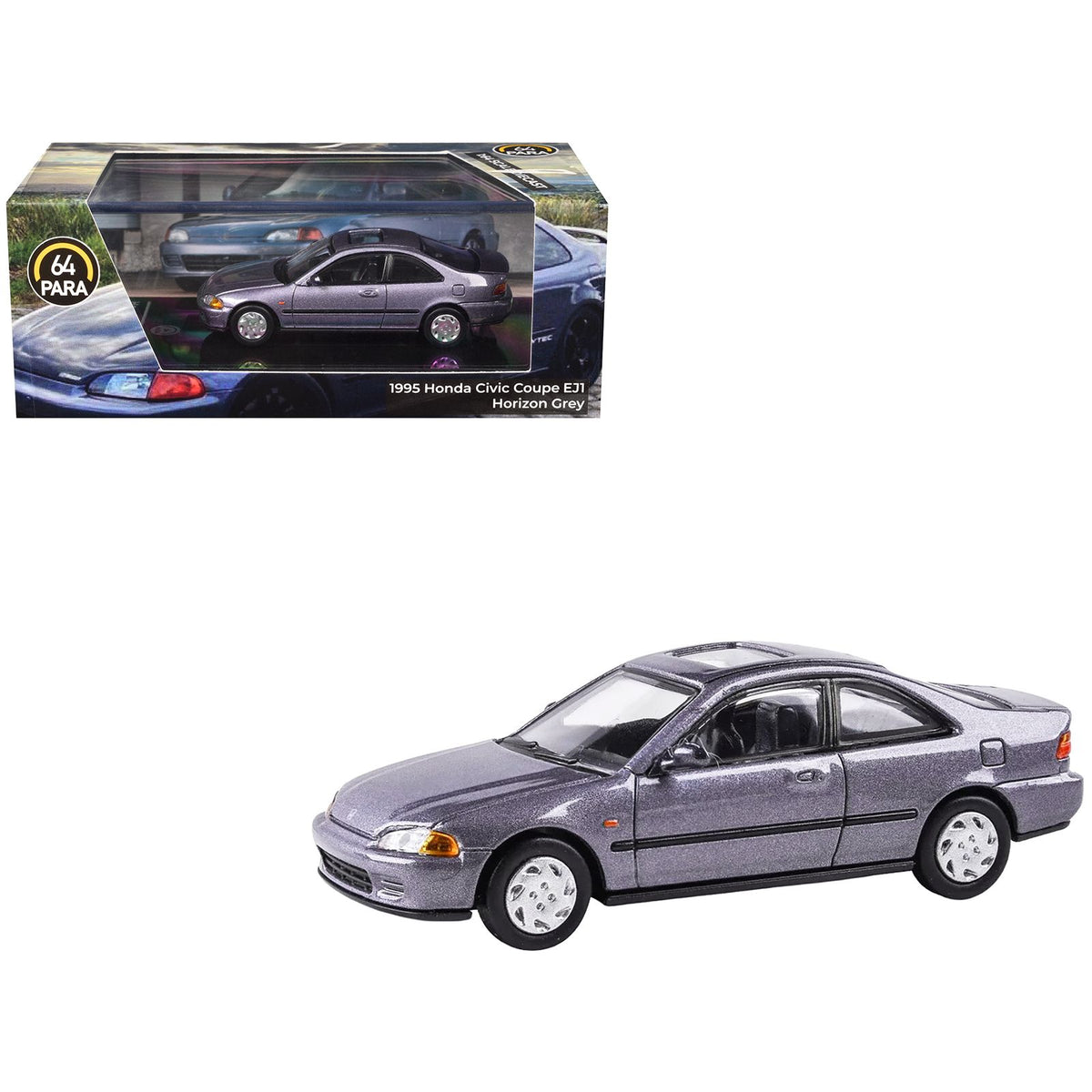 1995 Honda Civic Coupe EJ1 Horizon Gray Metallic with Sunroof 1/64 Diecast Model Car by Paragon