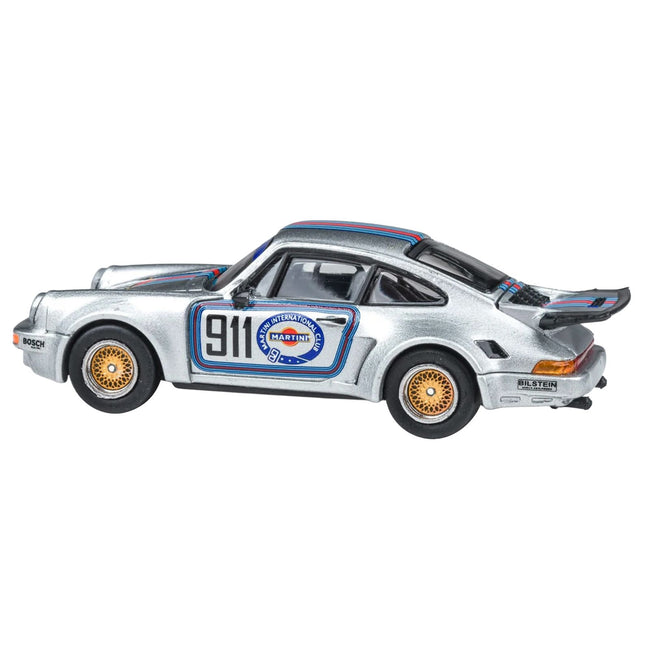 Porsche 911 Carrera RSR 3.0 "Martini Racing" Silver Metallic with Stripes 1/64 Diecast Model Car by Paragon