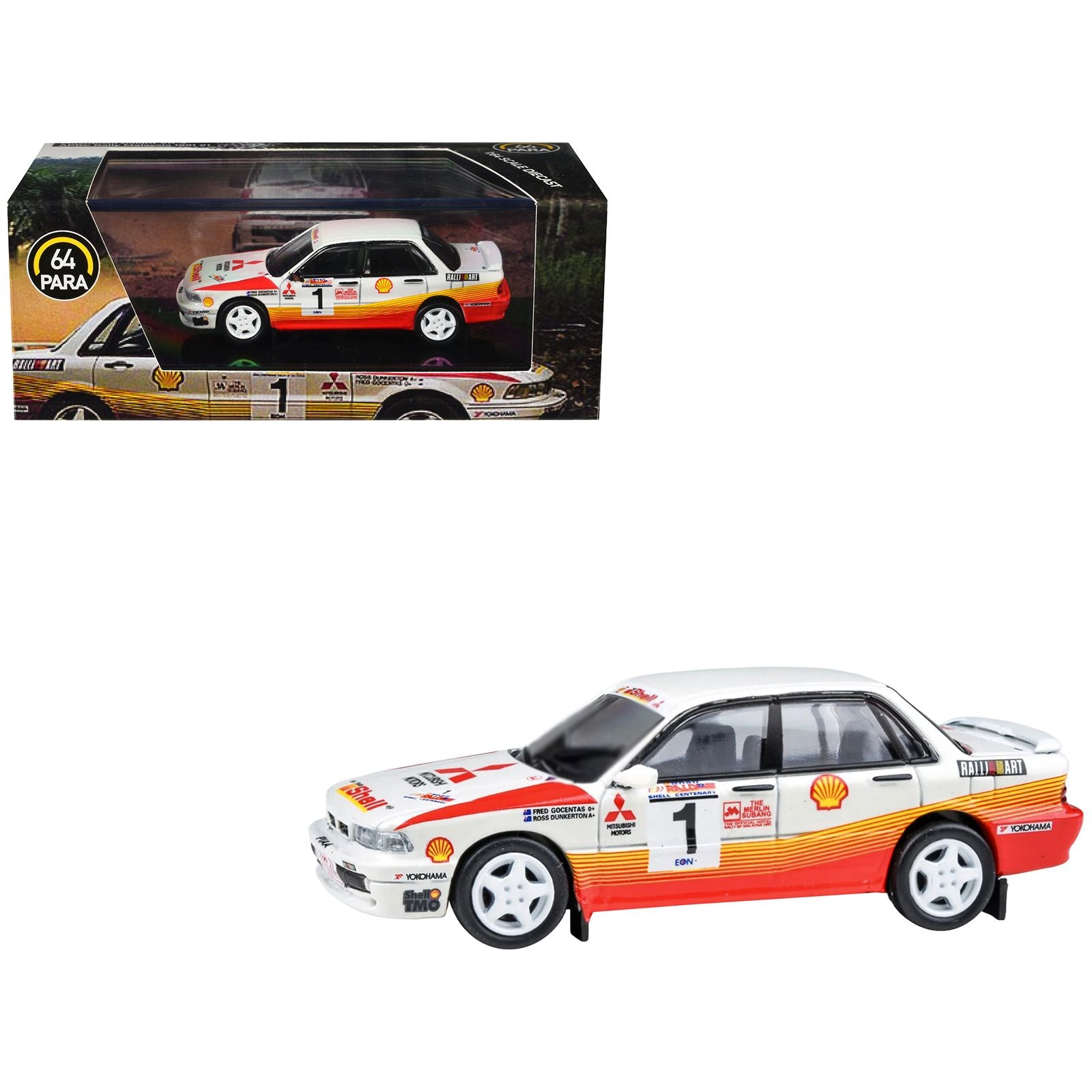 Mitsubishi Galant VR-4 RHD (Right Hand Drive) #1 Ross Dunkerton - Fred Gocentas Winner "APRC Rally Malaysia" (1991) 1/64 Diecast Model Car by Paragon