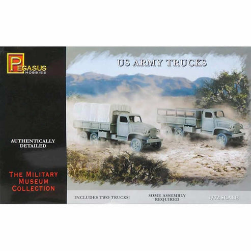 PEG7651 US Army Trucks 2pc 1/72 Scale Plastic Model Kit Pegasus Hobbies