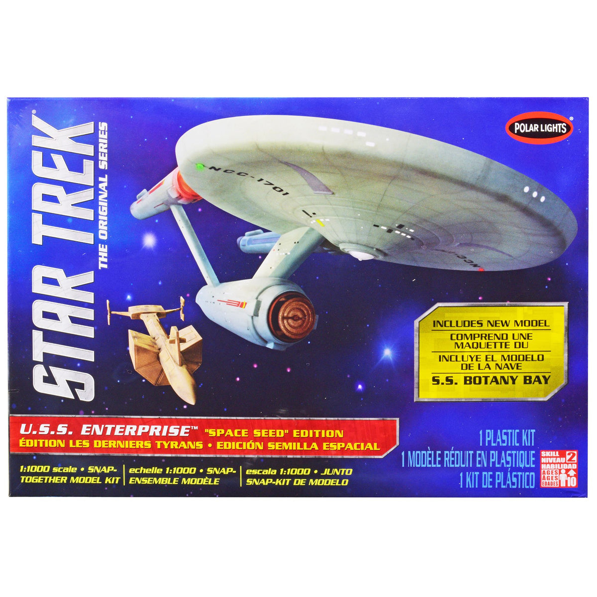 Skill 2 Model Kit Star Trek U.S.S. Enterprise and S.S. Botany Bay "The Original Series" "Space Seed" Edition Snap-Together 1/1000 Scale Model by Polar Lights