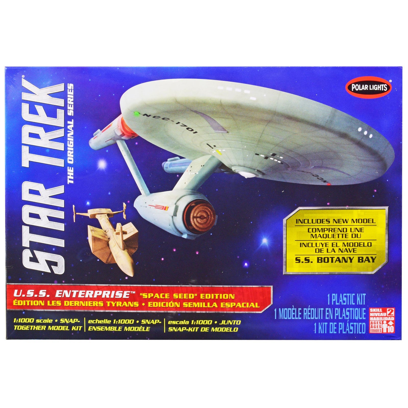 Skill 2 Model Kit Star Trek U.S.S. Enterprise and S.S. Botany Bay "The Original Series" "Space Seed" Edition Snap-Together 1/1000 Scale Model by Polar Lights
