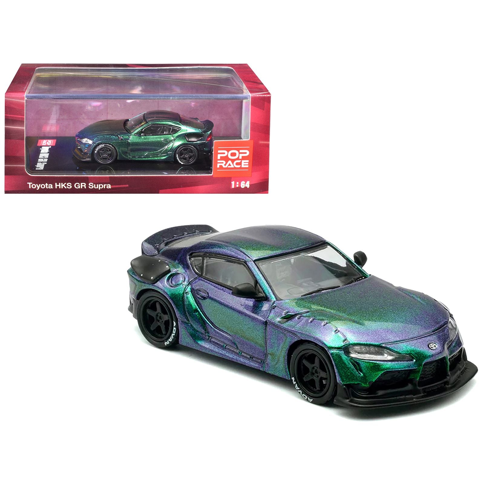 Toyota HKS GR Supra RHD (Right Hand Drive) Magic Purple Metallic 1/64 Diecast Model Car by Pop Race