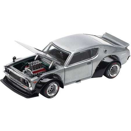 Silver model car PR64-PRE006-1__61269 with hood open.
