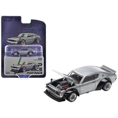 Skyline KPGC110 "Kenmeri" RHD (Right Hand Drive) Raw Metal "Enigma Exclusive Edition" 1/64 Diecast Model Car by Pop Race