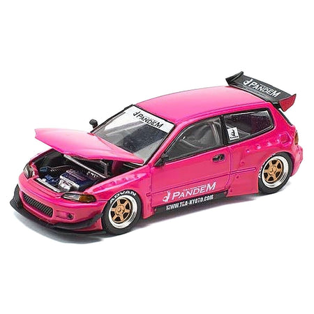 Pink Pandem Honda Civic model car with open hood