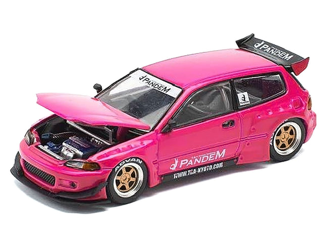 Pandem Civic EG6 RHD (Right Hand Drive) Pink "Enigma Exclusive Edition" 1/64 Diecast Model Car by Pop Race