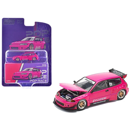 Pandem Civic EG6 RHD (Right Hand Drive) Pink "Enigma Exclusive Edition" 1/64 Diecast Model Car by Pop Race