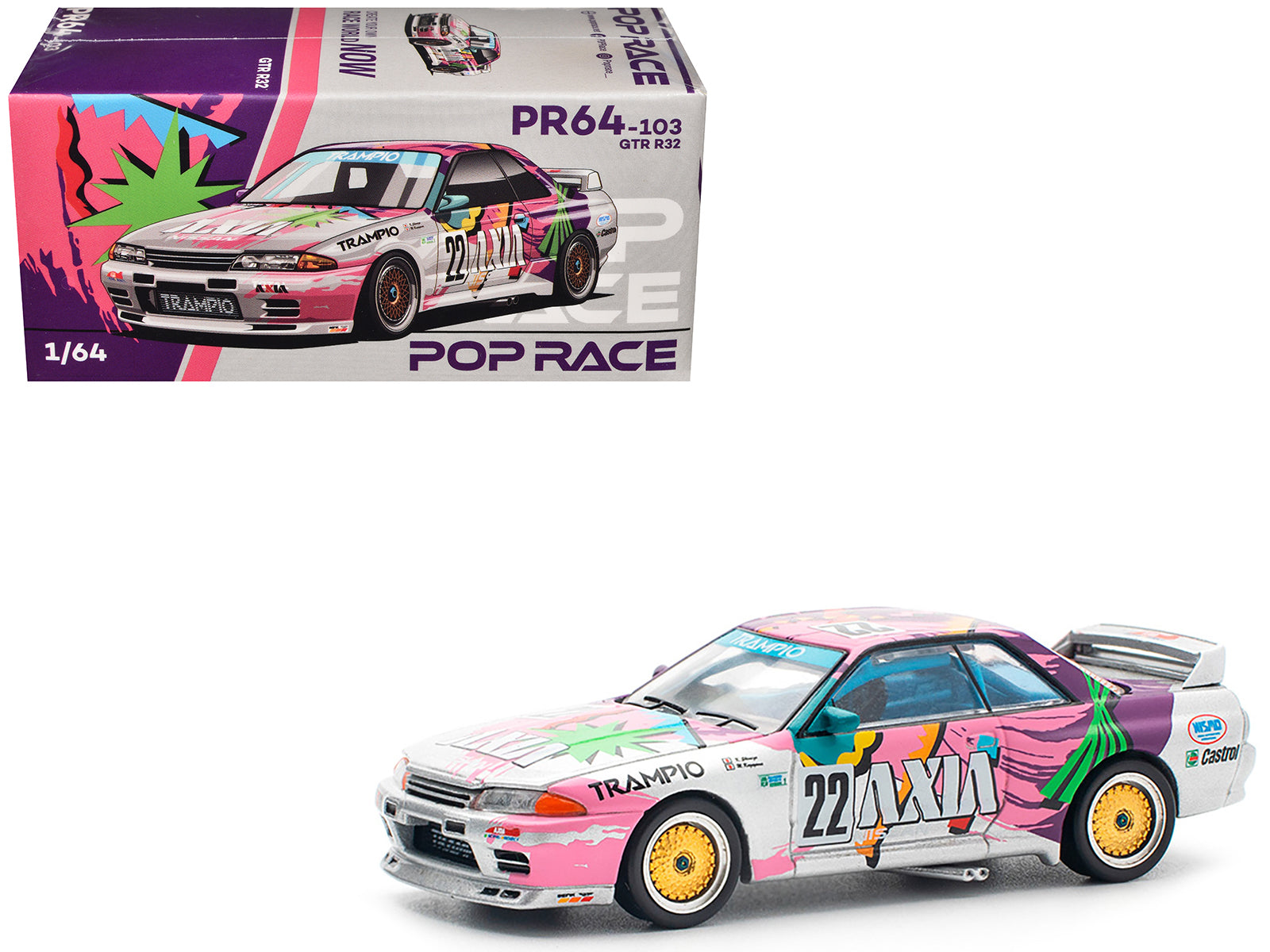 GTR R32 RHD (Right Hand Drive) #22 Masahiko Kageyama - Kazuo Shimizu "Axia" Group A "Japanese Touring Car Championship" (1991) 1/64 Diecast Model Car by Pop Race