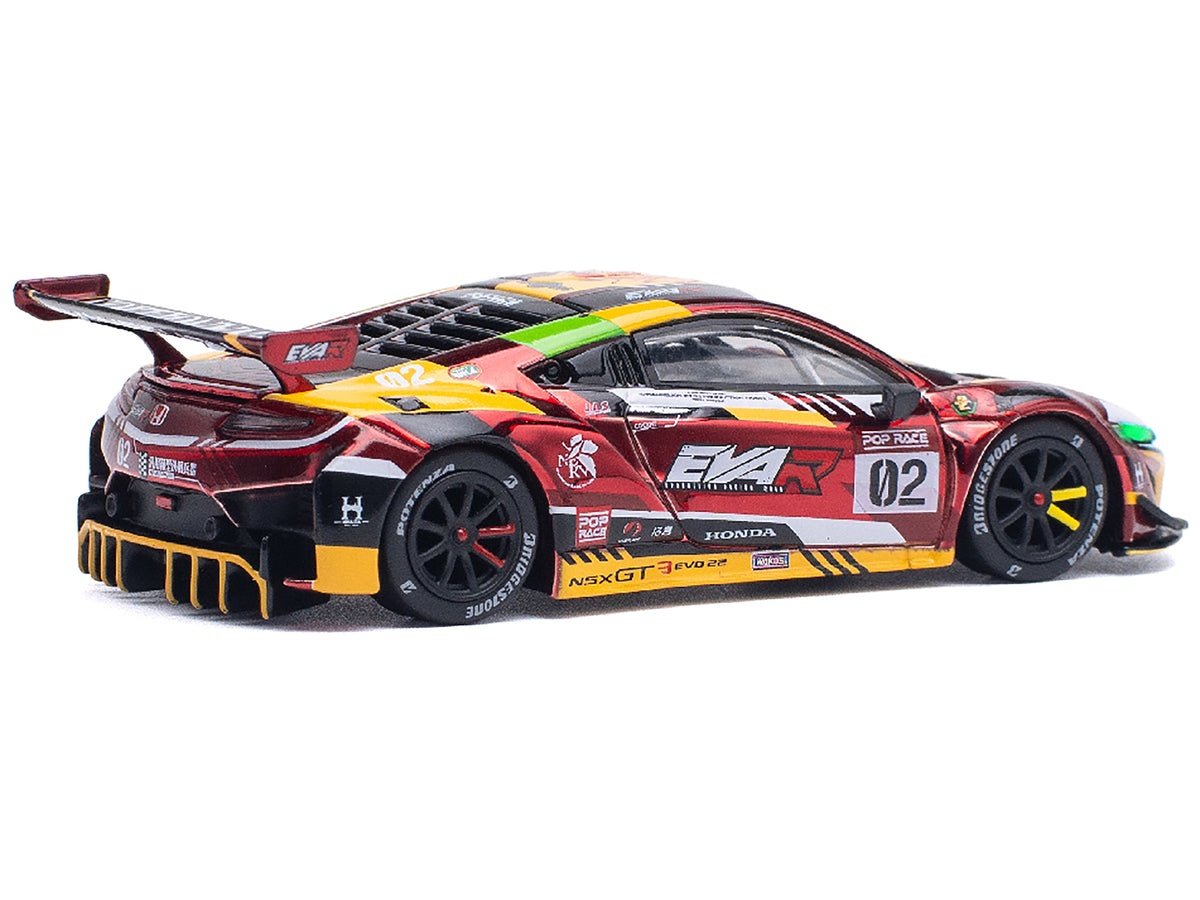 Honda NSX GT3 EVO22 #02 Red Metallic "EVA RT Production Model-02" 1/64 Diecast Model Car by Pop Race