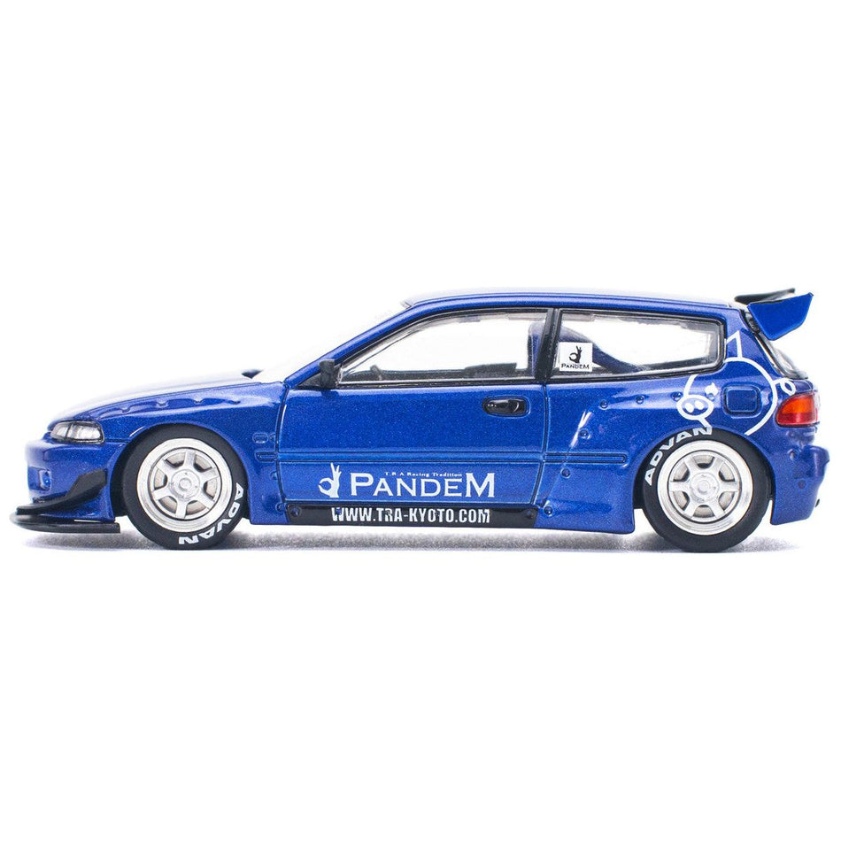 Pandem Civic EG6 RHD (Right Hand Drive) Blue Metallic 1/64 Diecast Model Car by Pop Race