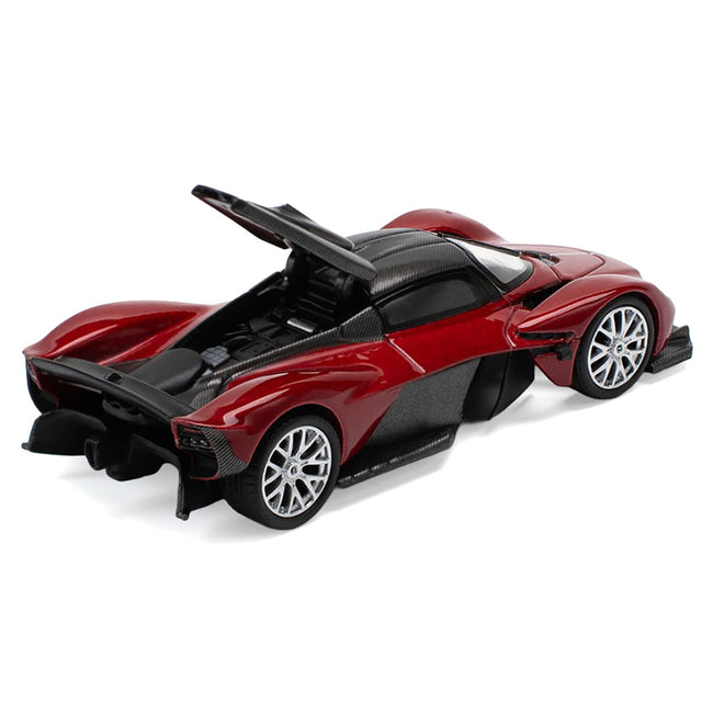 Aston Martin Valkyrie Supernova Red Metallic with Carbon Top 1/64 Diecast Model Car by Pop Race