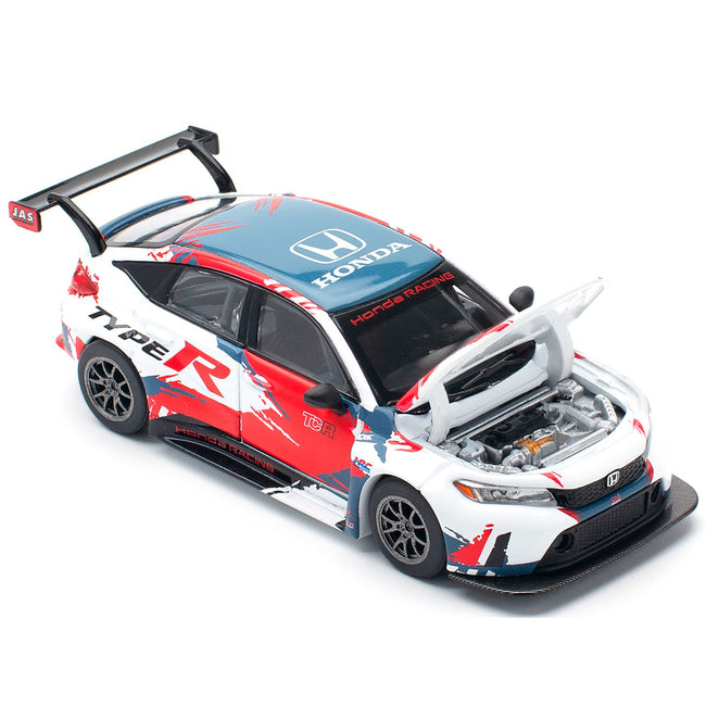 Honda Civic Type R TCR "Presentation" White with Graphics 1/64 Diecast Model Car by Pop Race