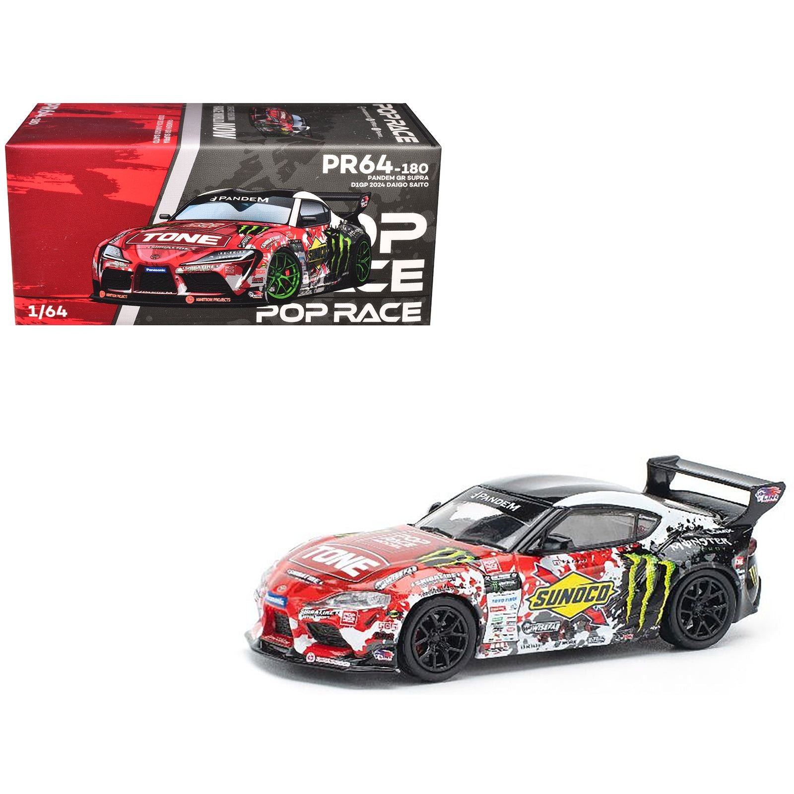 Toyota Pandem GR Supra RHD (Right Hand Drive) Daigo Saito "D1 Grand Prix" (2024) 1/64 Diecast Model Car by Pop Race