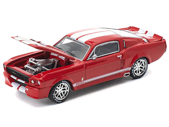 Shelby Mustang GT500 Red Metallic with White Stripes 1/64 Diecast Model Car by Pop Race