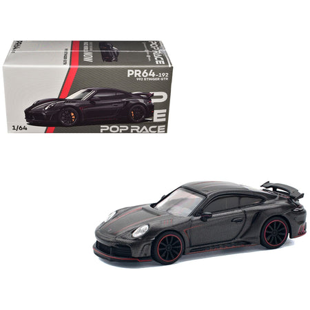 992 Stinger GTR Carbon Edition with Red Accents 1/64 Diecast Model Car by Pop Race