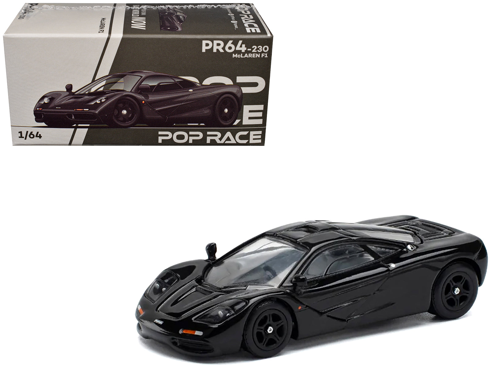 McLaren F1 Jet Black 1/64 Diecast Model Car by Pop Race