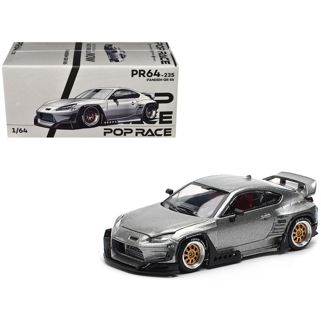 Toyota Pandem GR86 Silver Metallic 1/64 Diecast Model Car by Pop Race