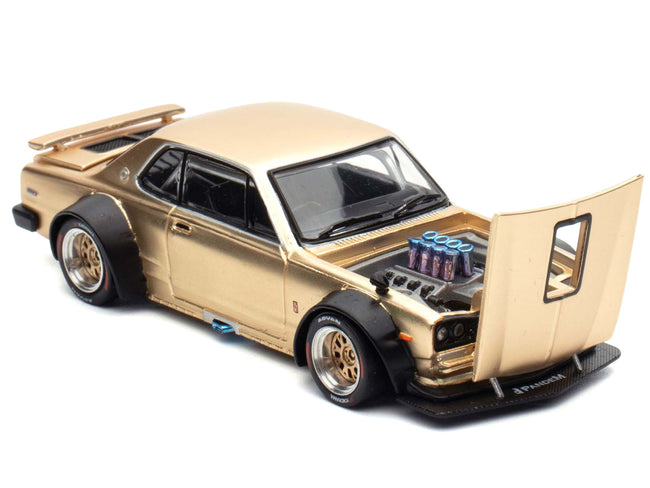 Skyline GT-R V8 Drift "Hakosuka" RHD (Right Hand Drive) Gold Metallic 1/64 Diecast Model Car by Pop Race