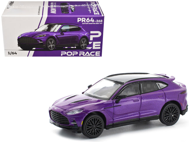 Aston Martin DBX 707 Storm Purple Metallic with Black Top 1/64 Diecast Model Car by Pop Race