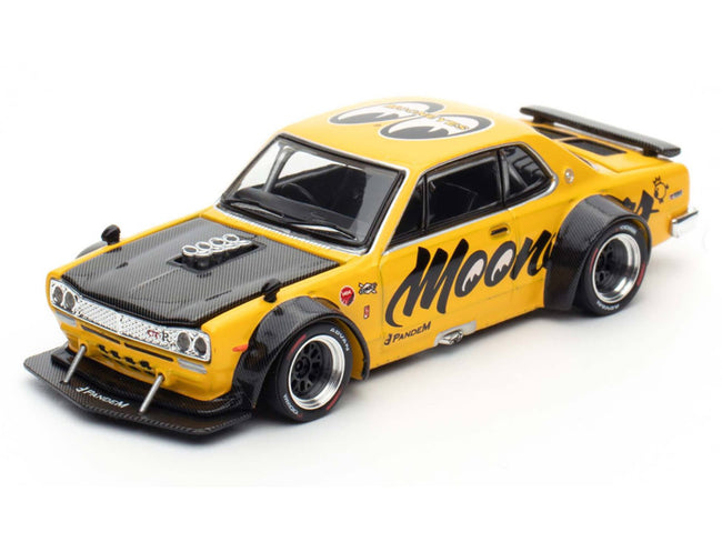 Skyline GT-R V8 Drift "Hakosuka" RHD (Right Hand Drive) "Mooneyes" Yellow with Carbon Hood "The Model Car Show Singapore 2025" 1/64 Diecast Model Car by Pop Race