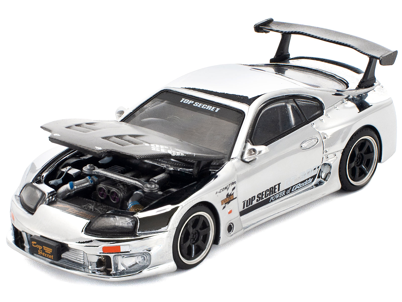 PR640325-2 Top Secret Supra model car with hood open