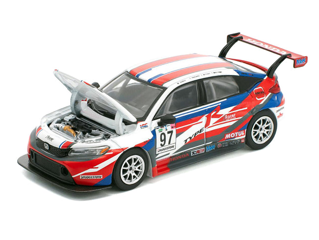 Honda Civic Type R TCR #97 "M&K Racing" White with Blue and Red Graphics 1/64 Diecast Model Car by Pop Race
