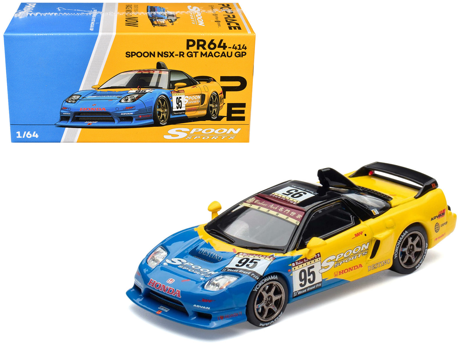 Honda NSX-R GT RHD (Right Hand Drive) #95 Spoon Sports "Macau Cup" "Tokyo Auto Salon - Hong Kong 2025" 1/64 Diecast Model Car by Pop Race