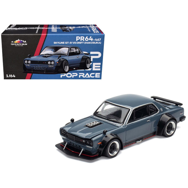 Skyline GT-R V8 Drift "Hakosuka" RHD (Right Hand Drive) Gray "Tokyo Auto Salon Hong Kong 2025" Special Edition 1/64 Diecast Model Car by Pop Race