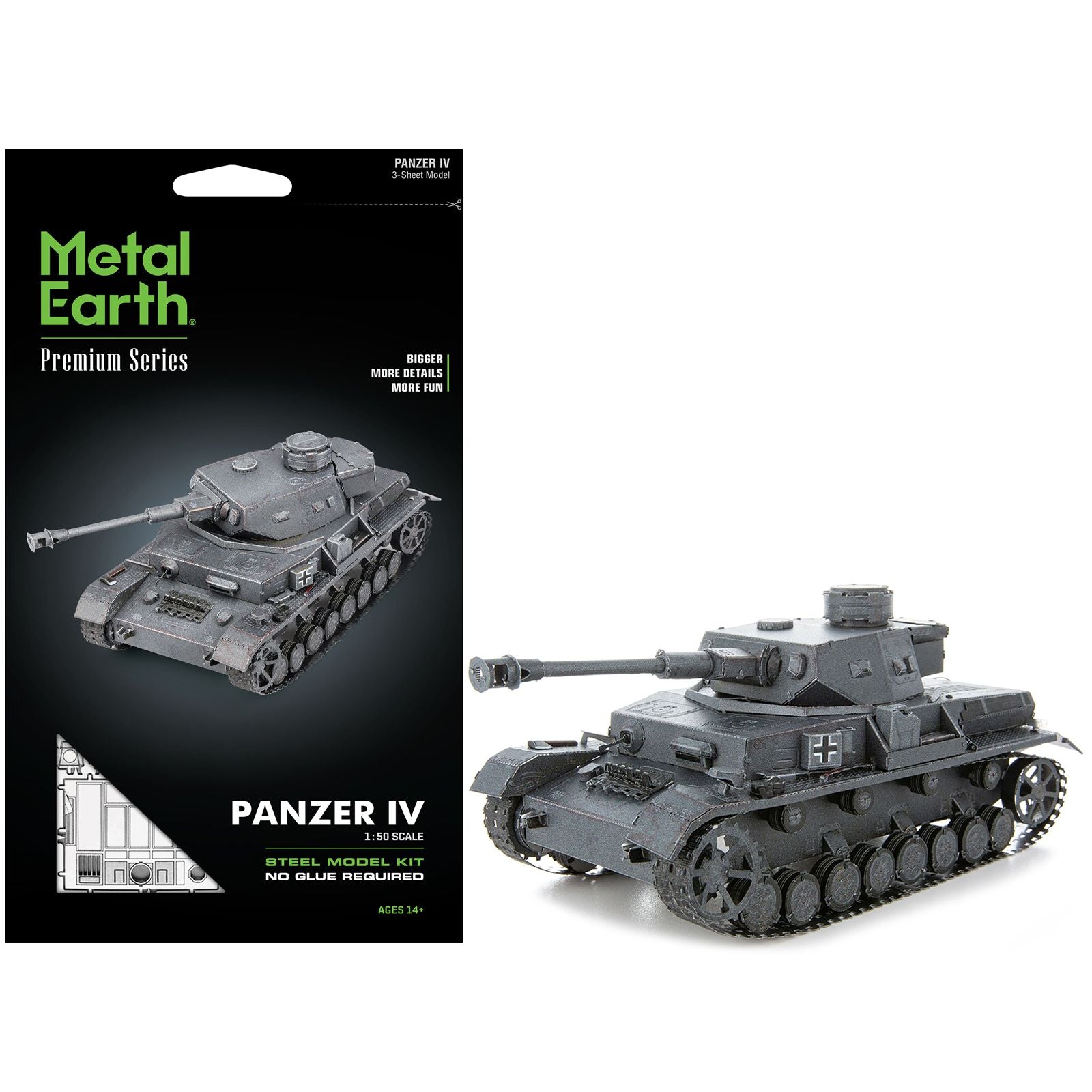 Model Kit German Panzer IV Tank (Challenging Difficulty) Steel Model by Metal Earth