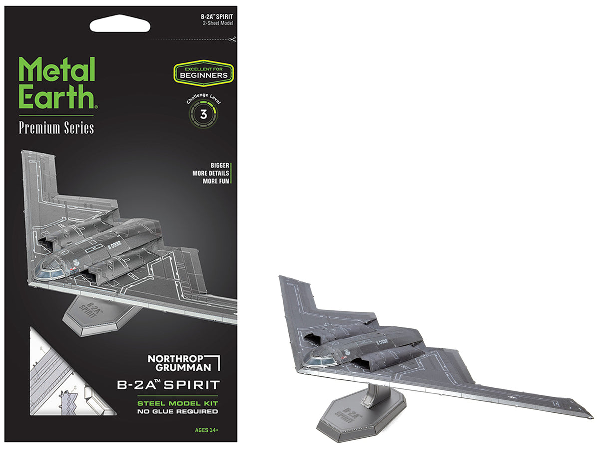 Model Kit Northrop B-2A Spirit Aircraft "United States Air Force" Raw Metal "Premium Series" (Easy Difficulty) Steel Model by Metal Earth