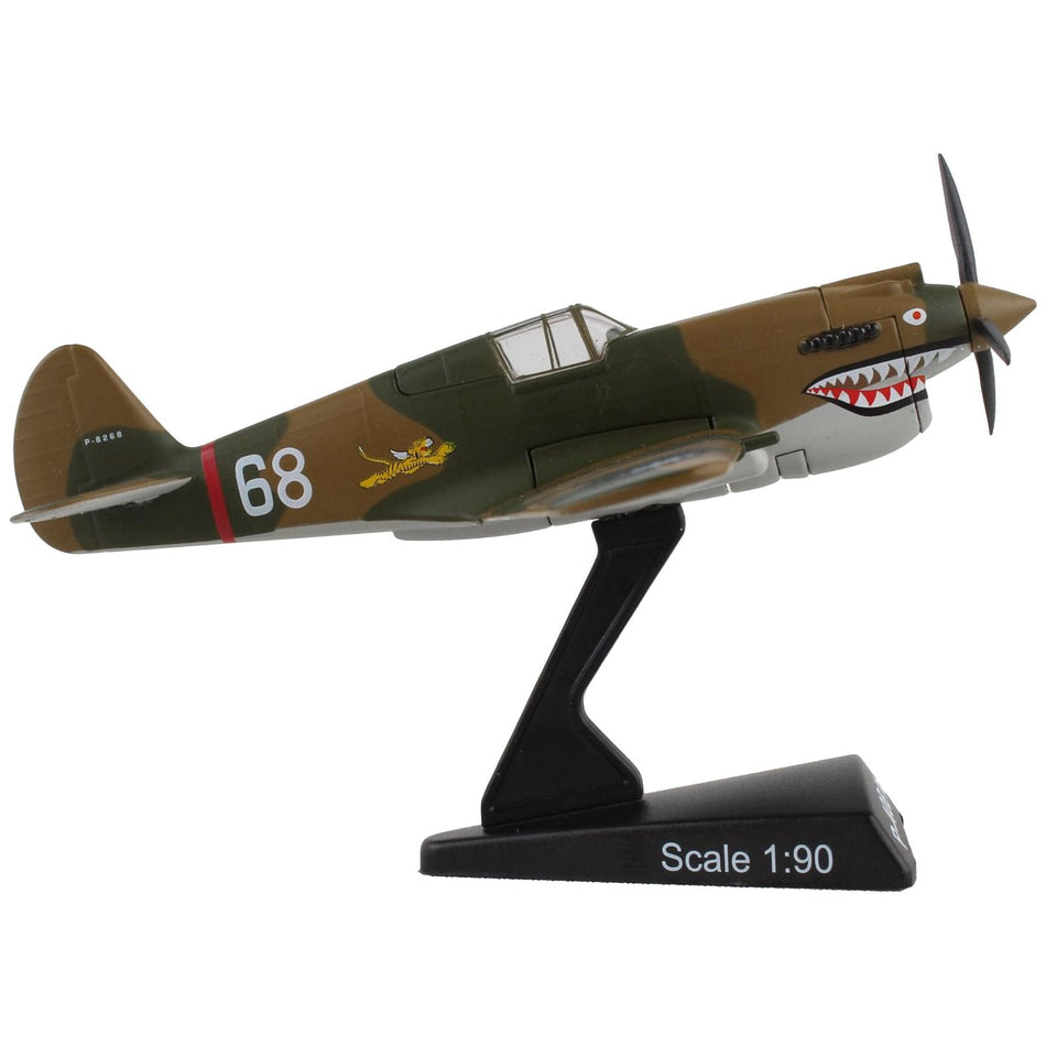 Curtiss P-40 Warhawk Fighter Aircraft "Hell's Angels - Flying Tigers" United States Army Air Corps 1/90 Diecast Model Airplane by Postage Stamp