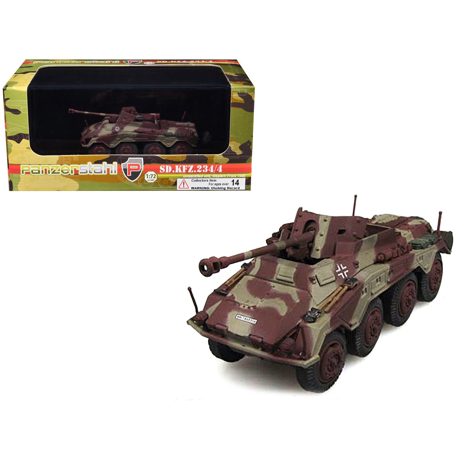 Sd.Kfz. 234/4 Armored Vehicle "Unidentified Unit Western Front" (1945) German 1/72 Diecast Model by Panzerstahl