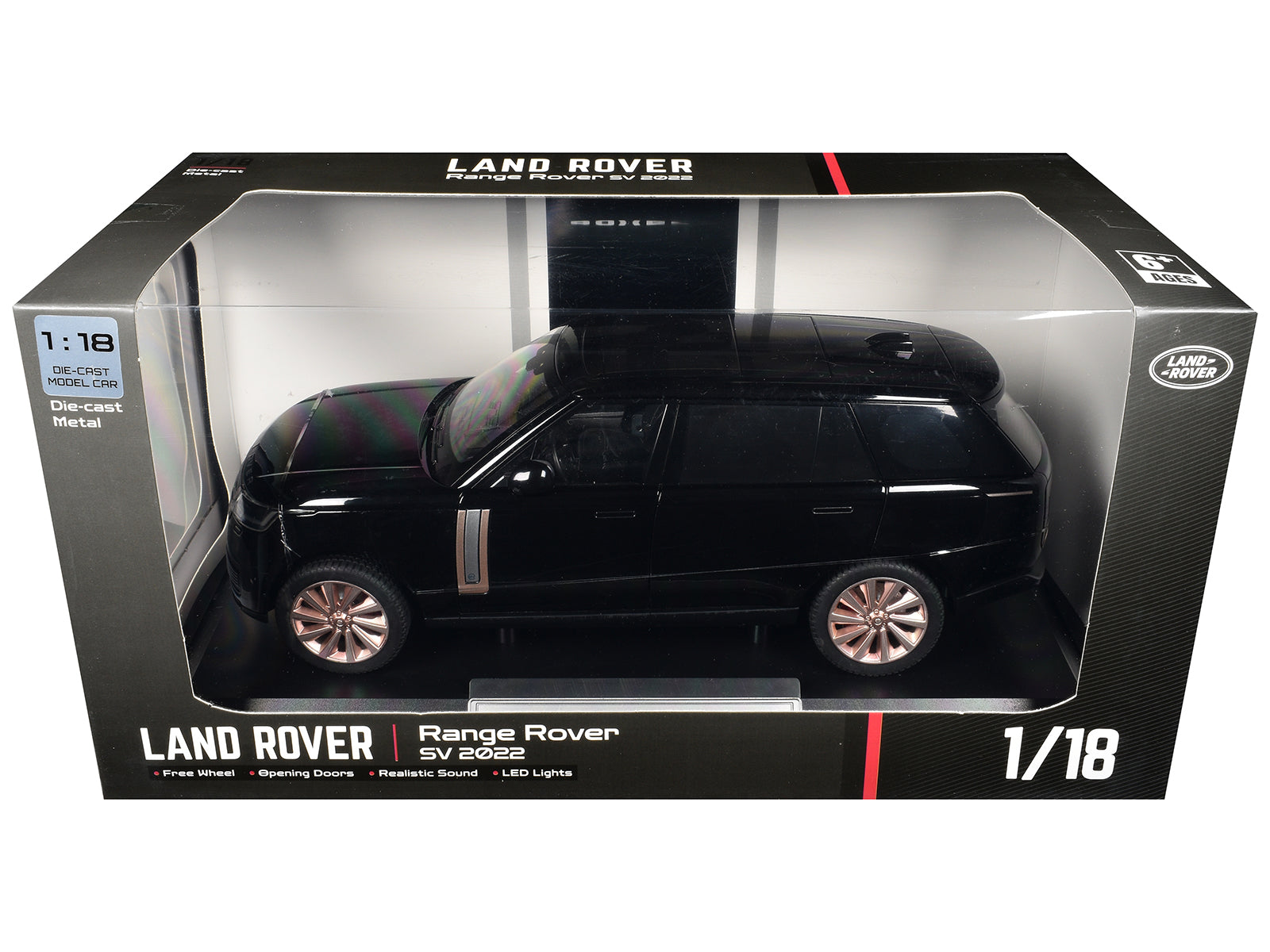 2022 Land Rover Range Rover SV Black Metallic with Moonroof 1/18 Diecast Model Car by Heimanba